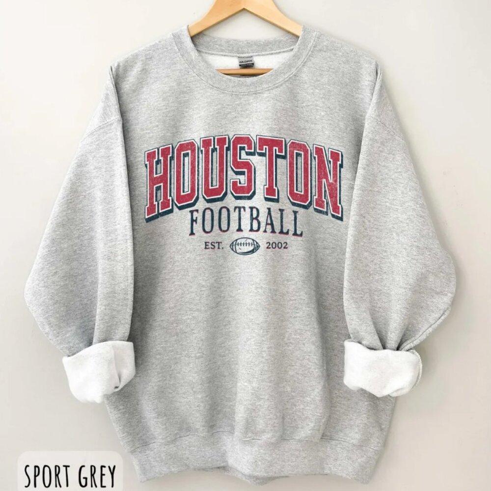 Est 2002 Houston Football Sweatshirt Football Sunday Crewneck Houston Fan